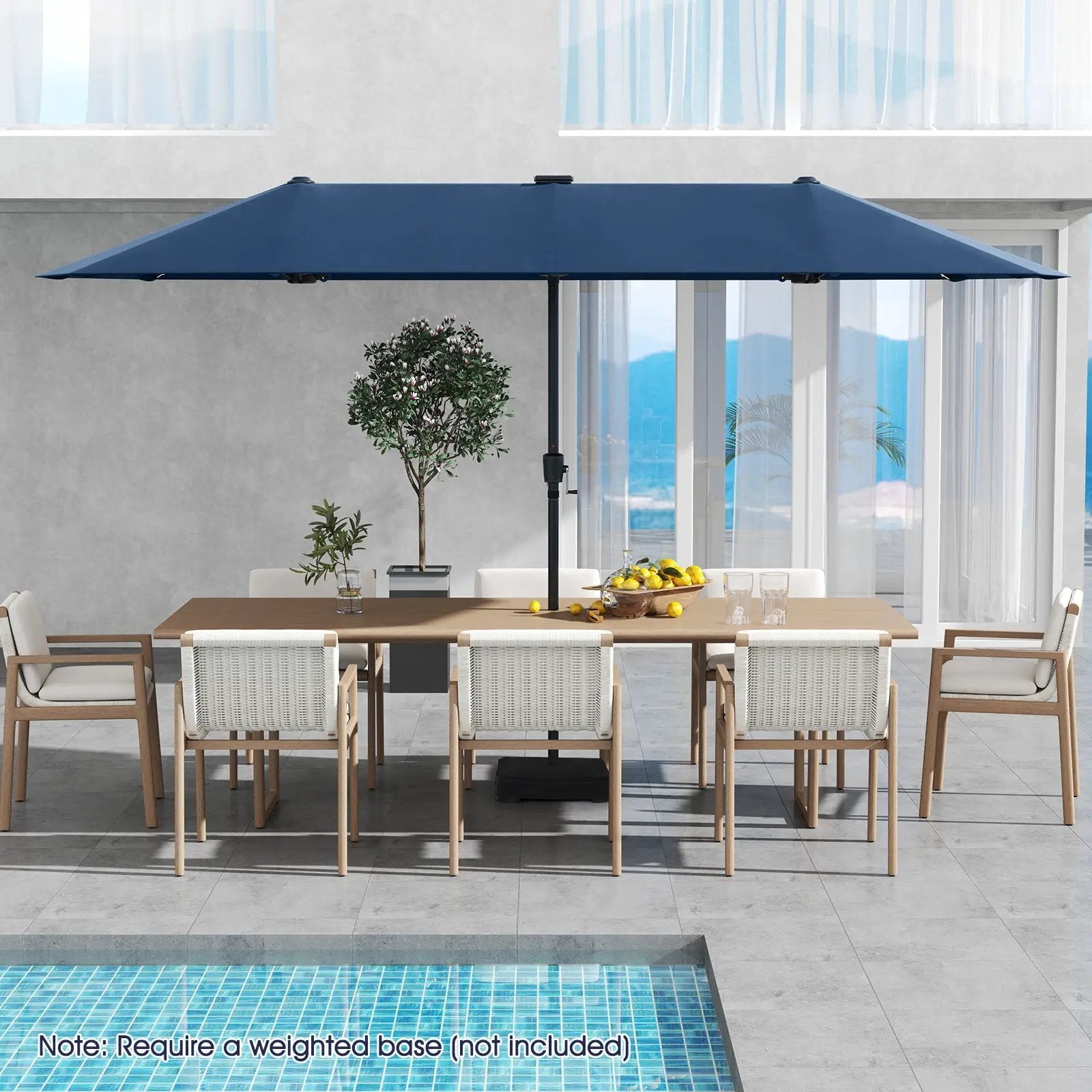 13 FT Double-Sided Patio Umbrella with Solar LED Lights by DirectDeals