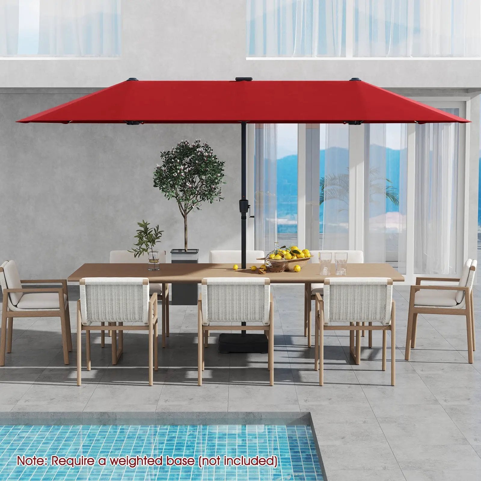 13 FT Double-Sided Patio Umbrella with Solar LED Lights by DirectDeals
