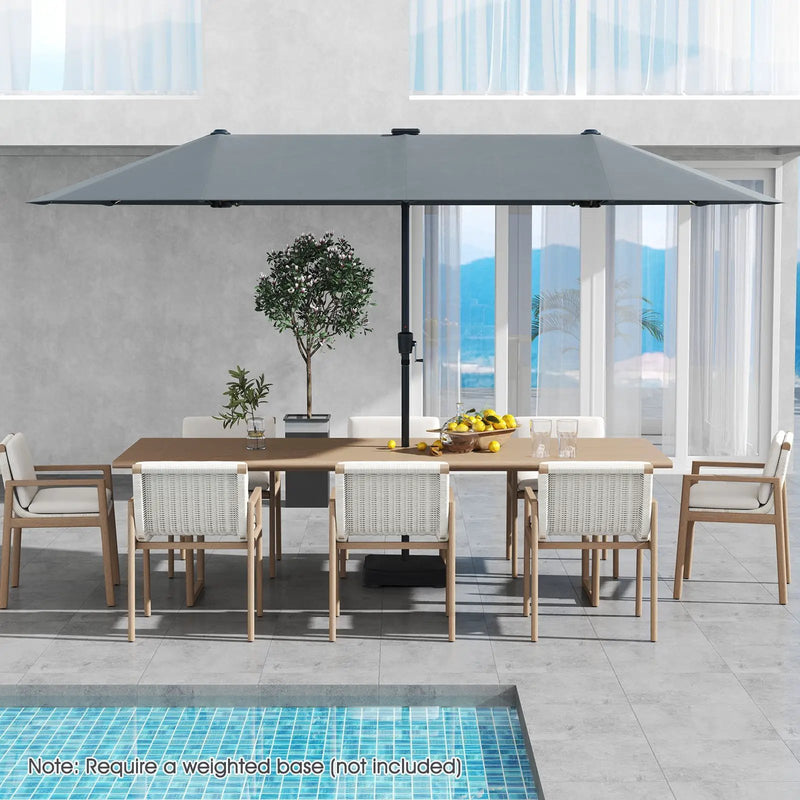13 FT Double-Sided Patio Umbrella with Solar LED Lights by DirectDeals