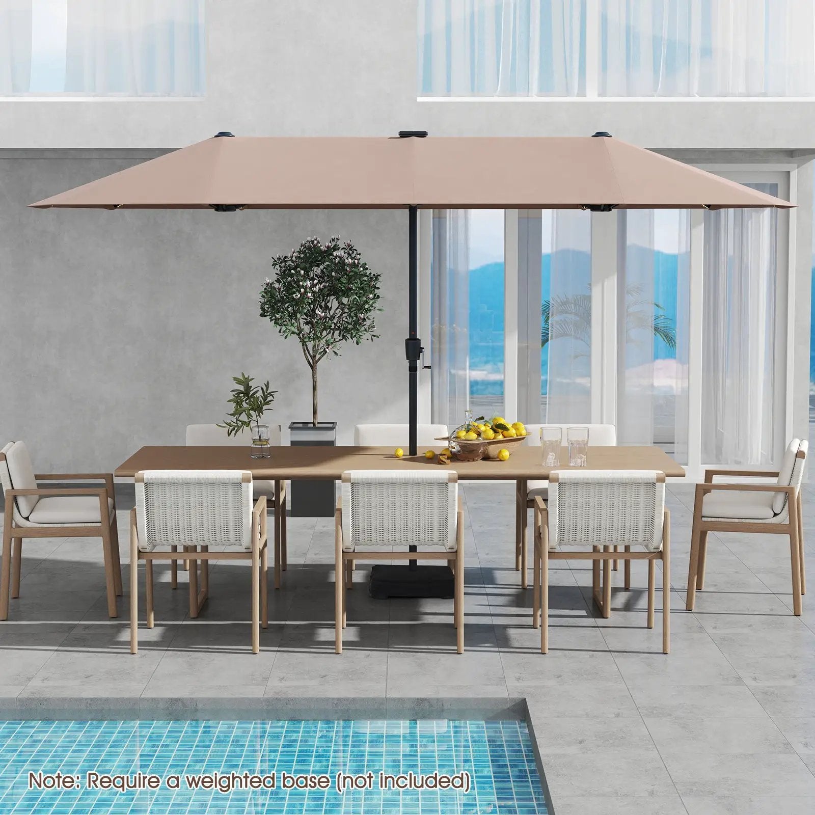 13 FT Double-Sided Patio Umbrella with Solar LED Lights by DirectDeals