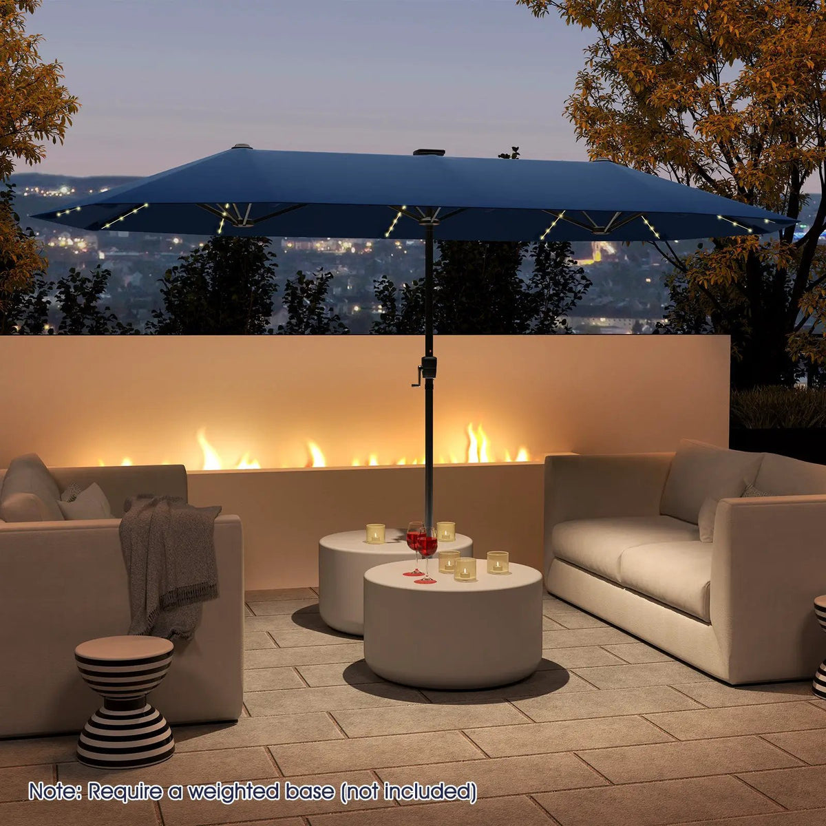 13 FT Double-Sided Patio Umbrella with Solar LED Lights by DirectDeals