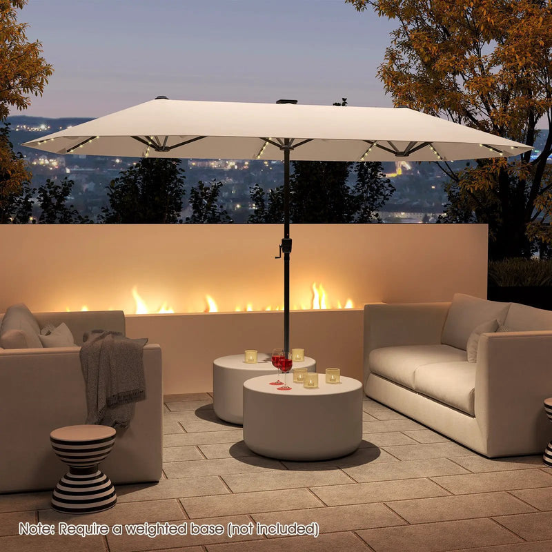 13 FT Double-Sided Patio Umbrella with Solar LED Lights by DirectDeals