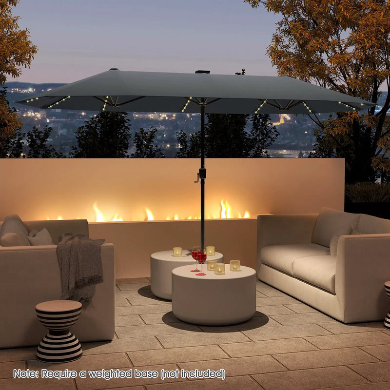 13 FT Double-Sided Patio Umbrella with Solar LED Lights by DirectDeals