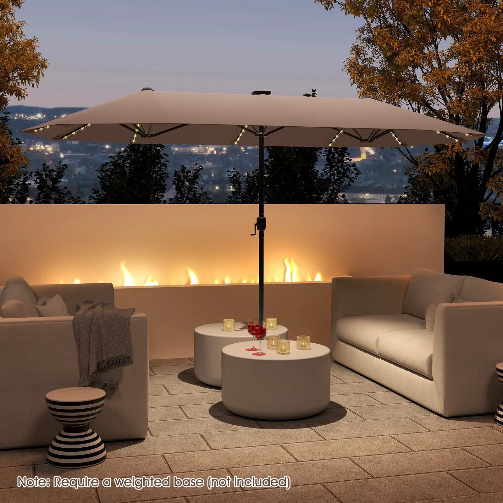 13 FT Double-Sided Patio Umbrella with Solar LED Lights by DirectDeals