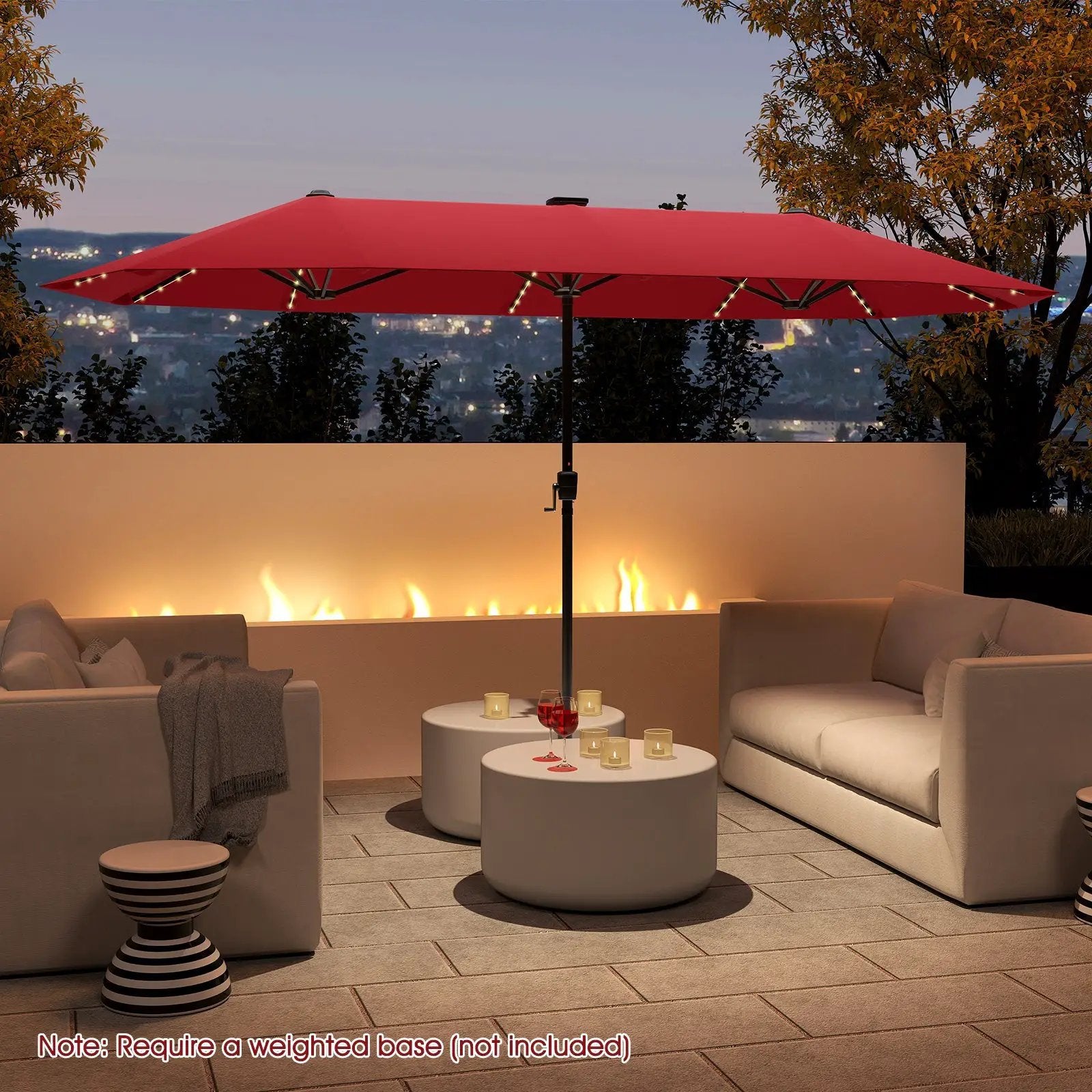 13 FT Double-Sided Patio Umbrella with Solar LED Lights by DirectDeals