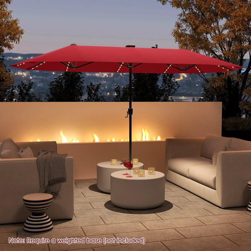 13 FT Double-Sided Patio Umbrella with Solar LED Lights by DirectDeals
