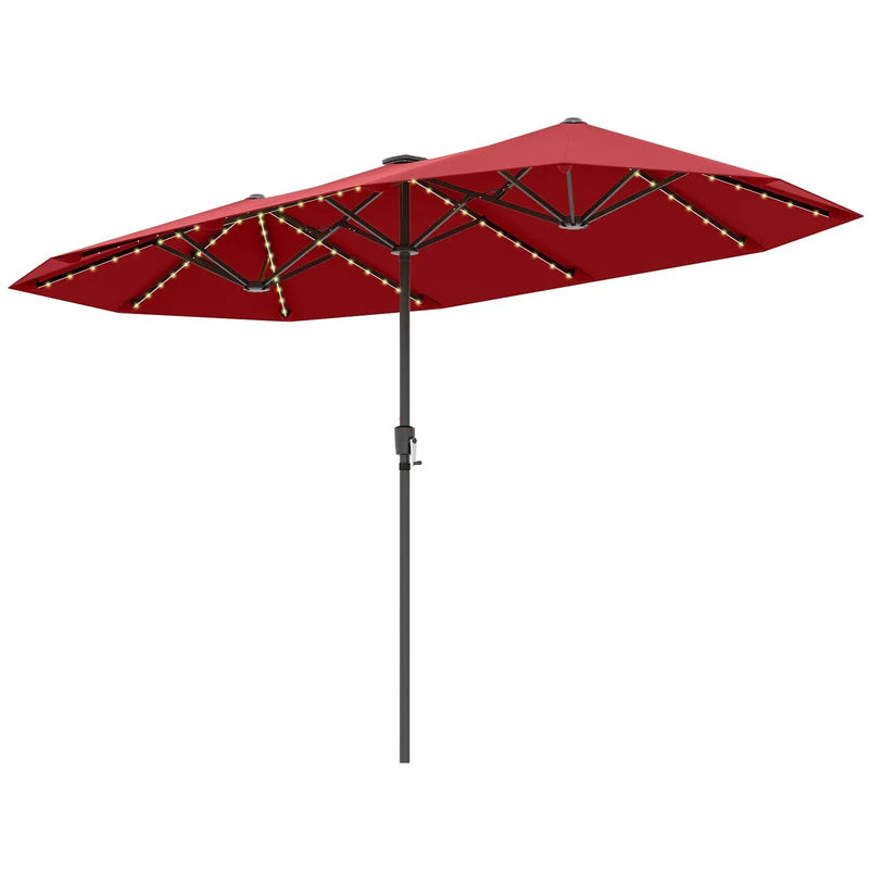 13 FT Double-Sided Patio Umbrella with Solar LED Lights by DirectDeals