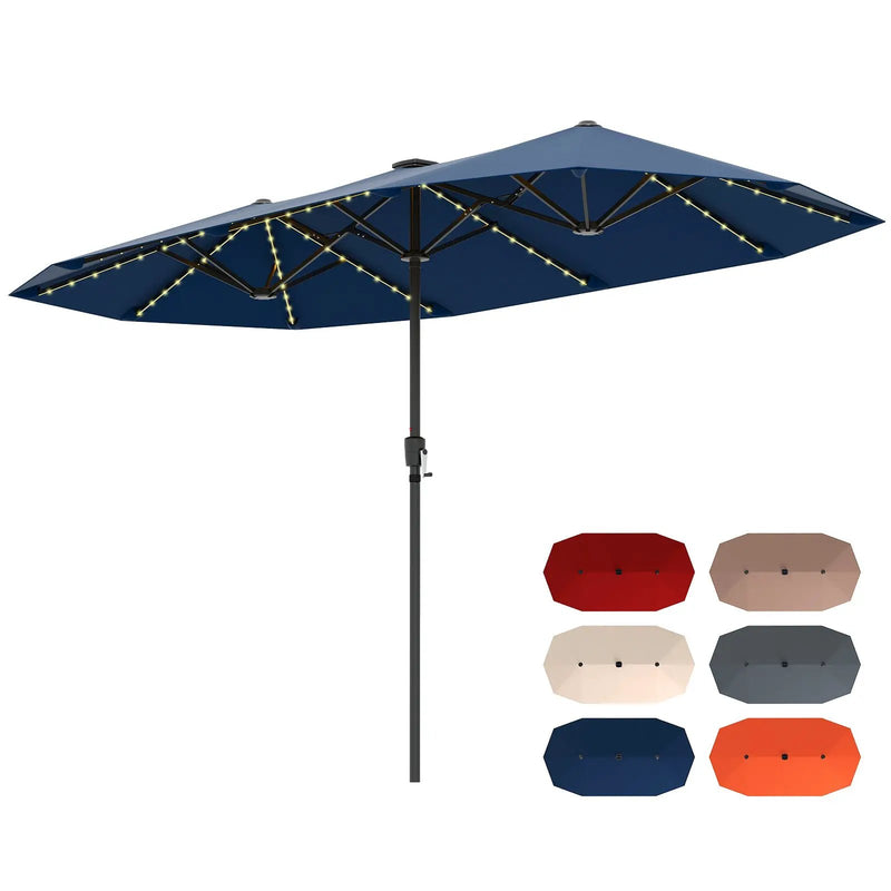 13 FT Double-Sided Patio Umbrella with Solar LED Lights by DirectDeals