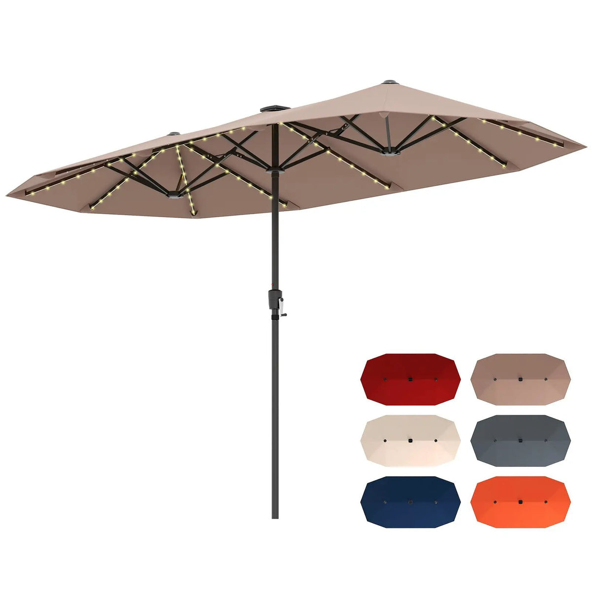13 FT Double-Sided Patio Umbrella with Solar LED Lights by DirectDeals