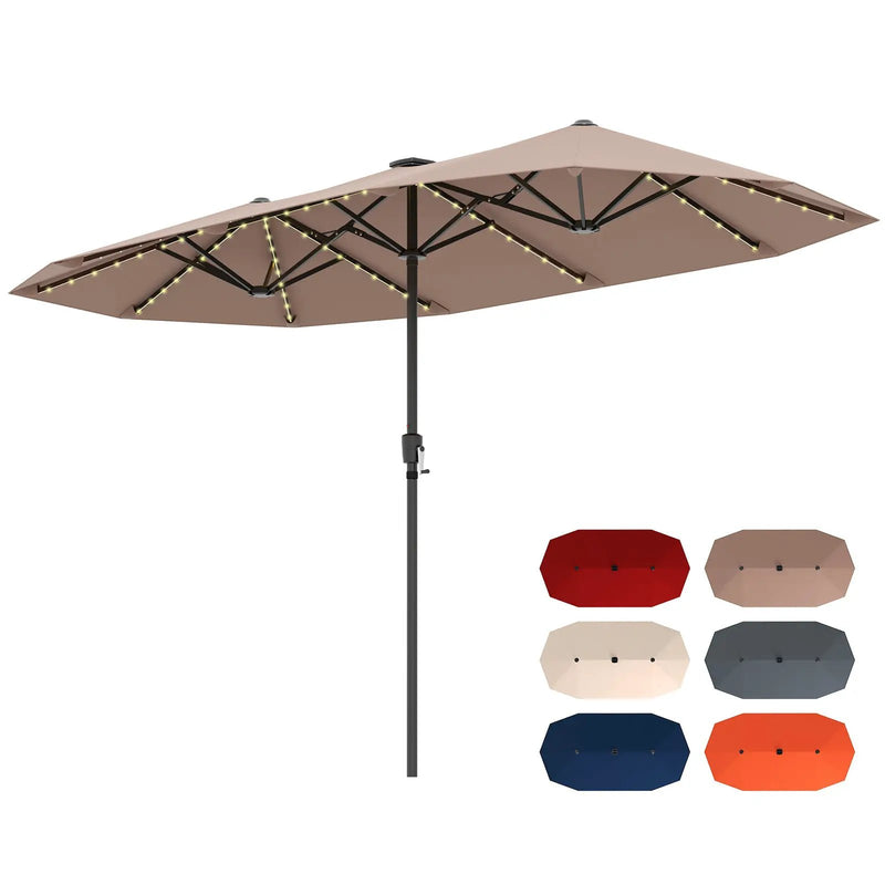 13 FT Double-Sided Patio Umbrella with Solar LED Lights by DirectDeals