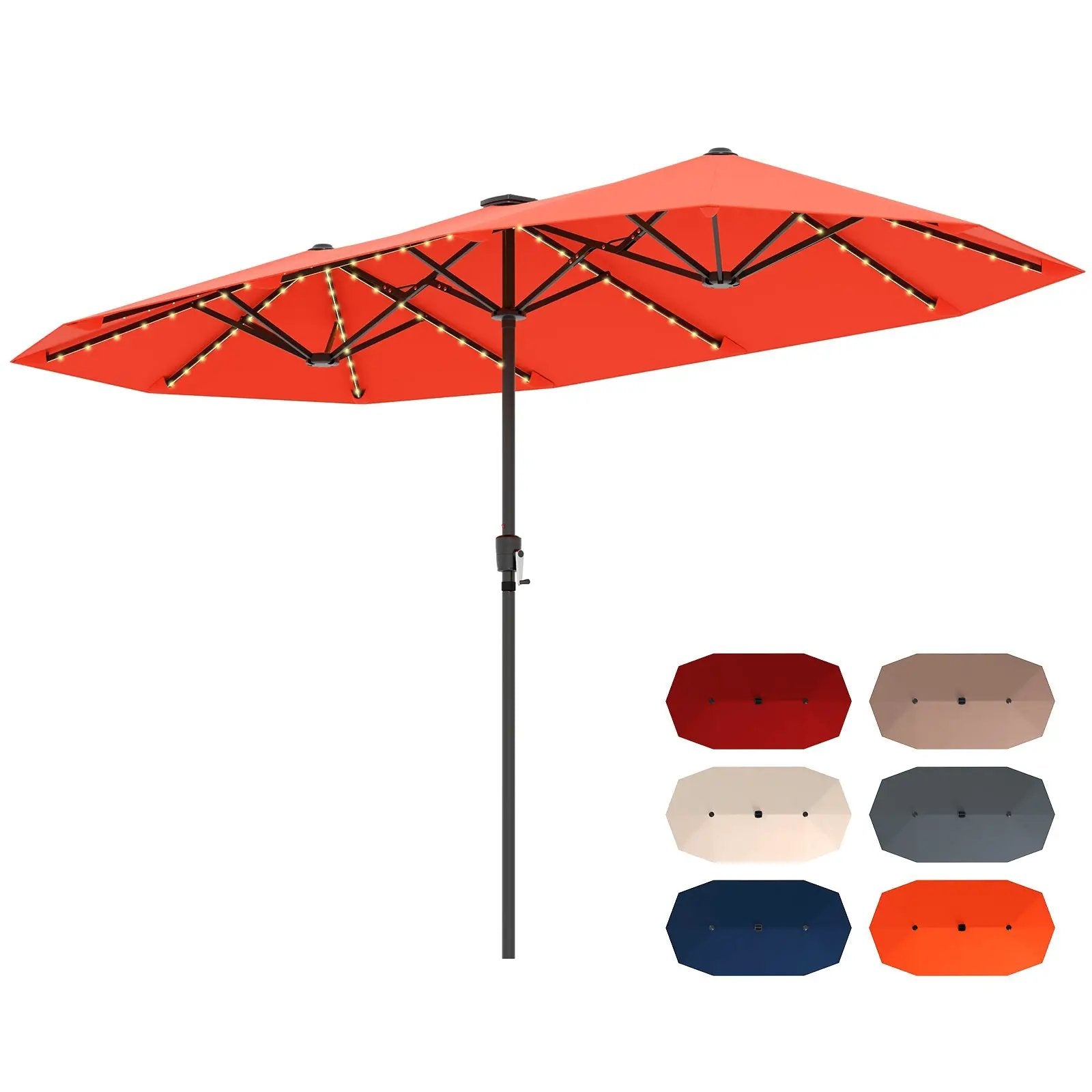 13 FT Double-Sided Patio Umbrella with Solar LED Lights by DirectDeals