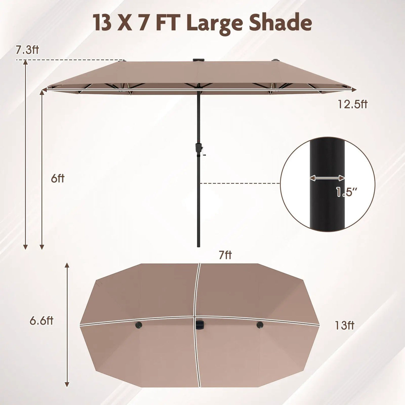 13 FT Double-Sided Patio Umbrella with Solar LED Lights by DirectDeals