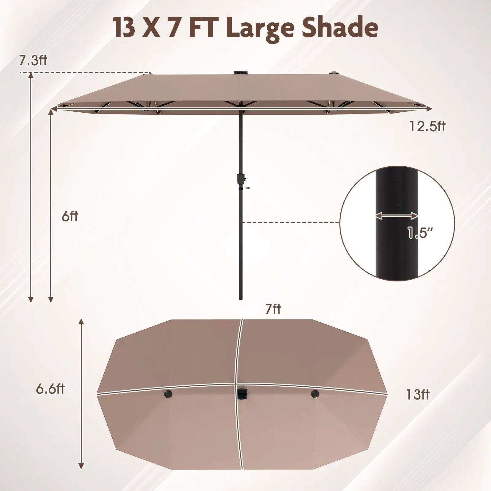 13 FT Double-Sided Patio Umbrella with Solar LED Lights by DirectDeals