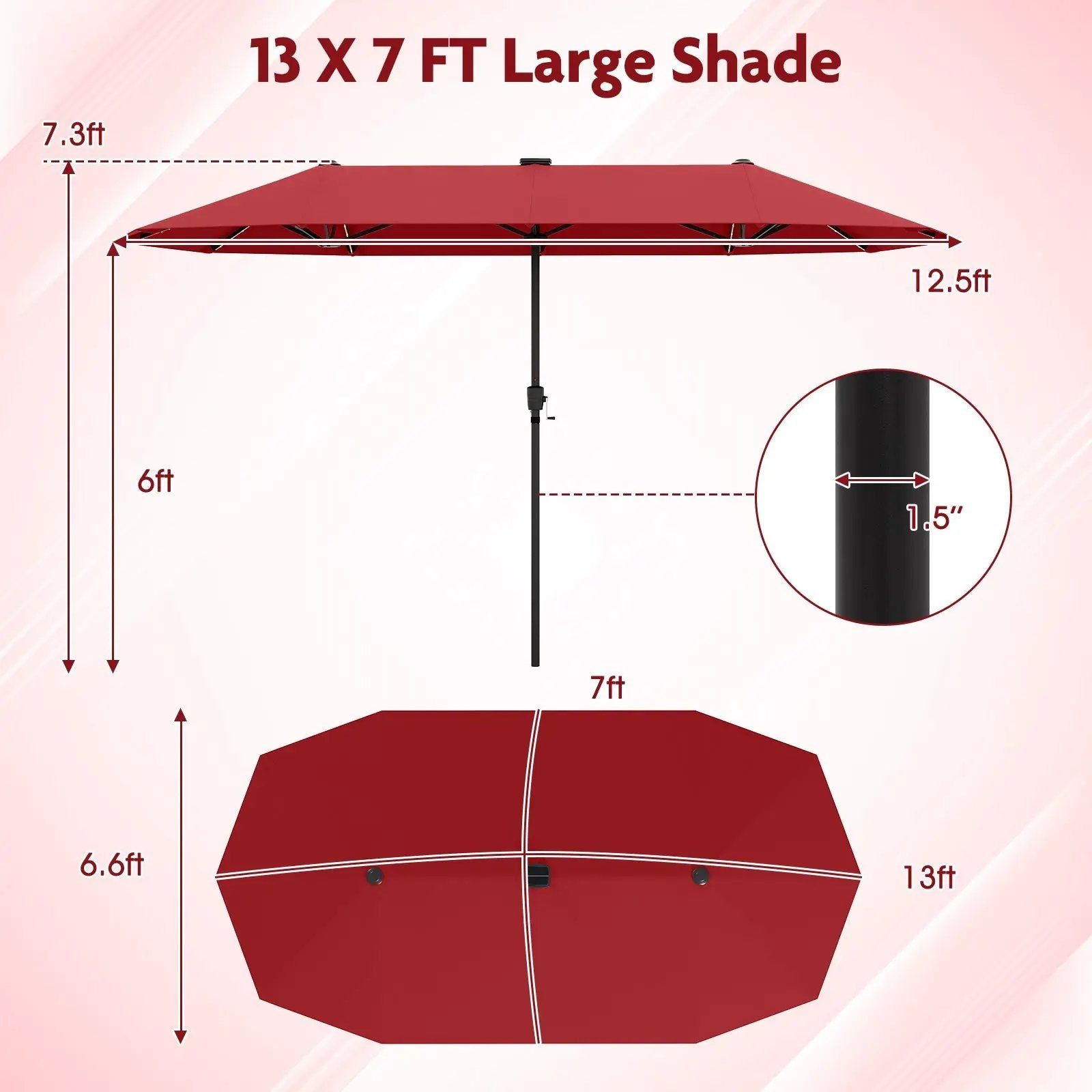 13 FT Double-Sided Patio Umbrella with Solar LED Lights by DirectDeals