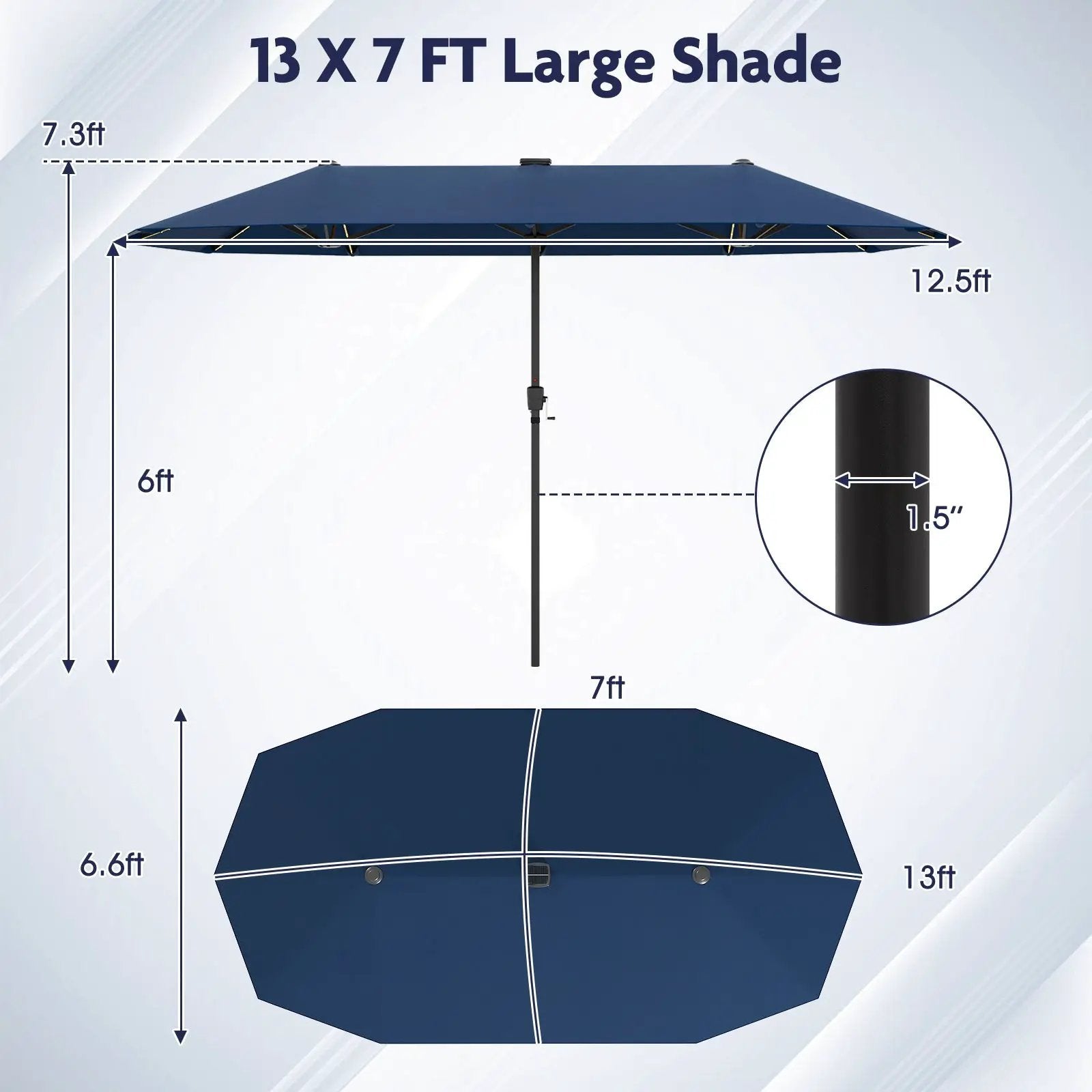 13 FT Double-Sided Patio Umbrella with Solar LED Lights by DirectDeals