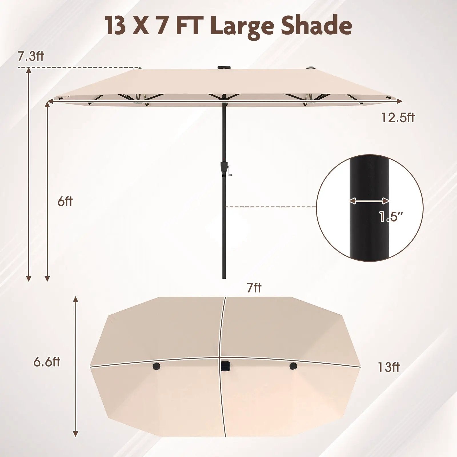 13 FT Double-Sided Patio Umbrella with Solar LED Lights by DirectDeals