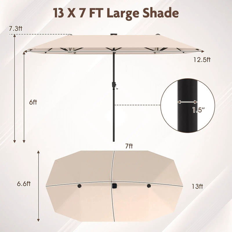 13 FT Double-Sided Patio Umbrella with Solar LED Lights by DirectDeals