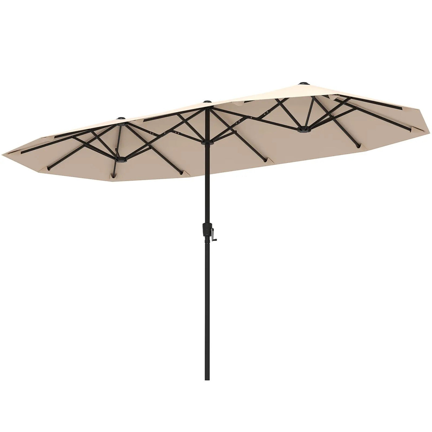 13 FT Large Patio Umbrella Outdoor Double-Sided Table Market Umbrella with Crank Handle-Beige by DirectDeals