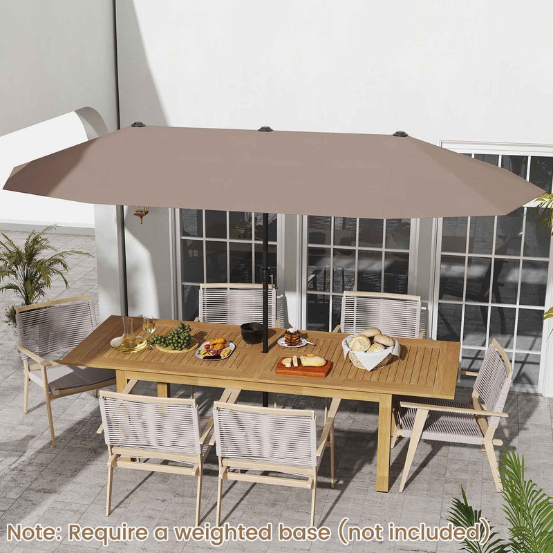 13 FT Large Patio Umbrella Outdoor Double-Sided Table Market Umbrella with Crank Handle-Beige by DirectDeals