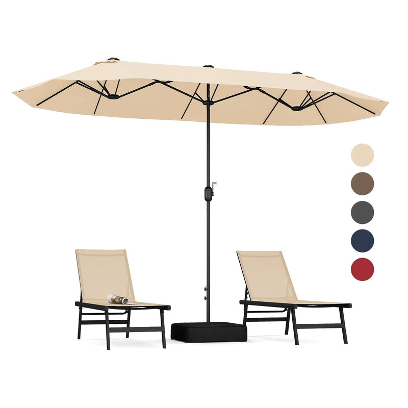 13FT Double-sided Patio Twin Table Umbrella with Crank Handle-Tan by DirectDeals