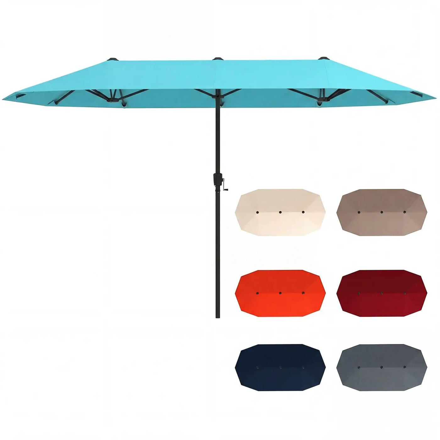 13 FT Large Patio Umbrella Outdoor Double-Sided Table Market Umbrella with Crank Handle-Beige by DirectDeals