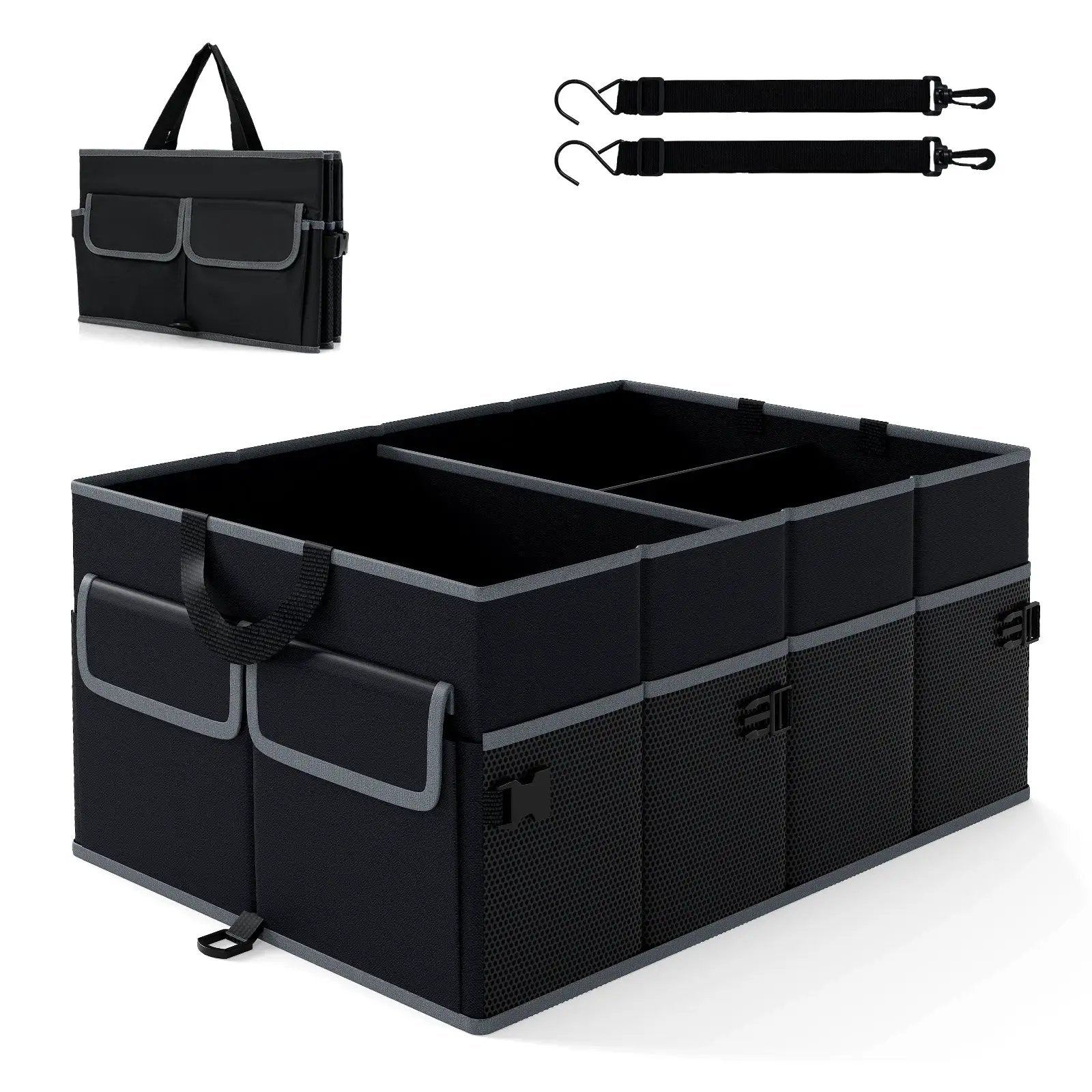 13 Gallon Car Trunk Organizer with Removable Divider and 6 Pockets-Black by DirectDeals