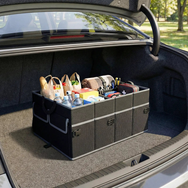 13 Gallon Car Trunk Organizer with Removable Divider and 6 Pockets-Black by DirectDeals