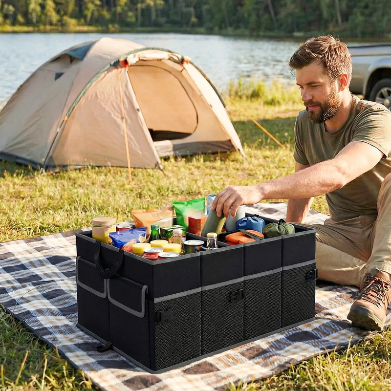 13 Gallon Car Trunk Organizer with Removable Divider and 6 Pockets-Black by DirectDeals