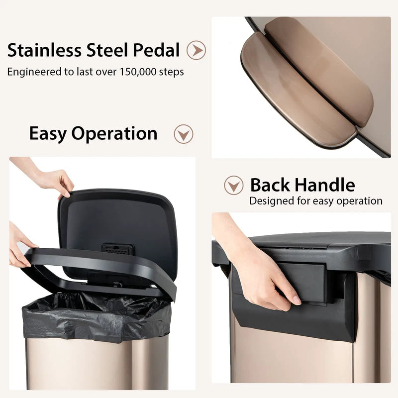 13.2 Gallon Step Trash Can with Soft Close Lid and Deodorizer Compartment by DirectDeals
