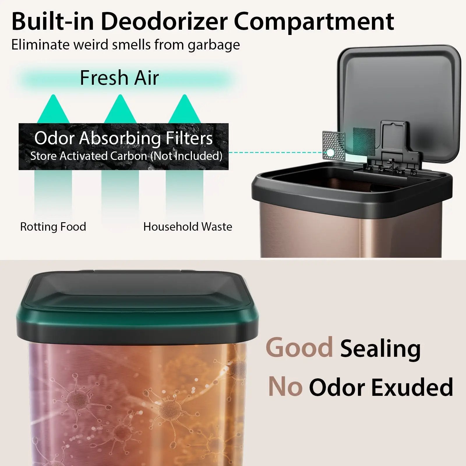 13.2 Gallon Step Trash Can with Soft Close Lid and Deodorizer Compartment by DirectDeals