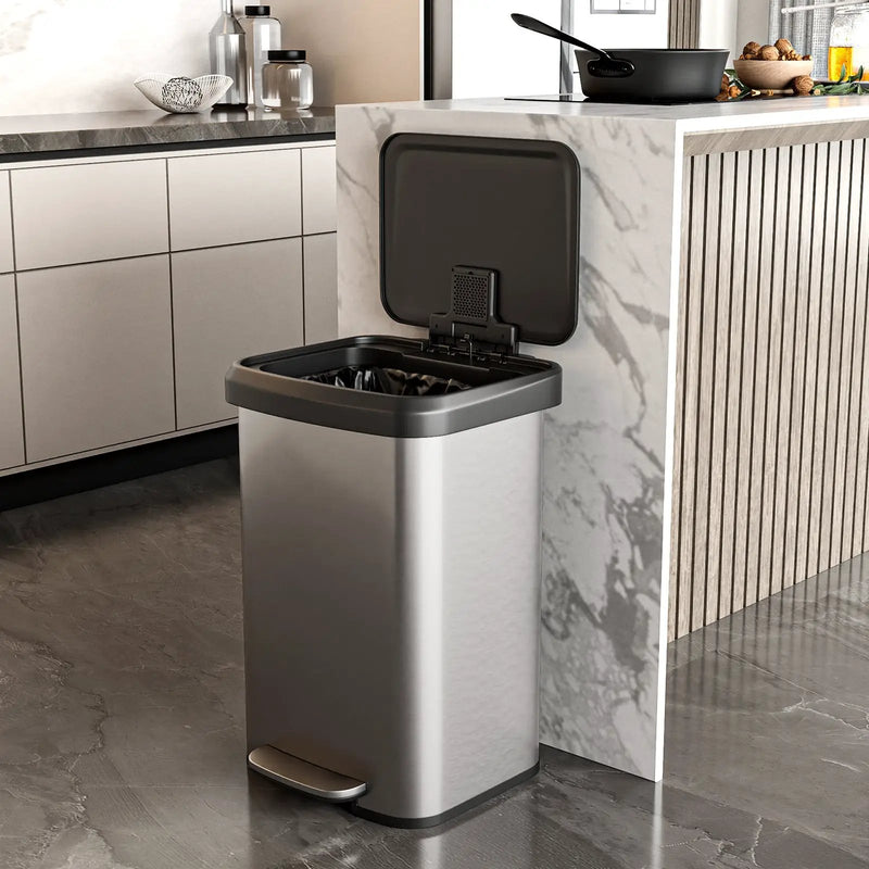 13.2 Gallon Step Trash Can with Soft Close Lid and Deodorizer Compartment by DirectDeals