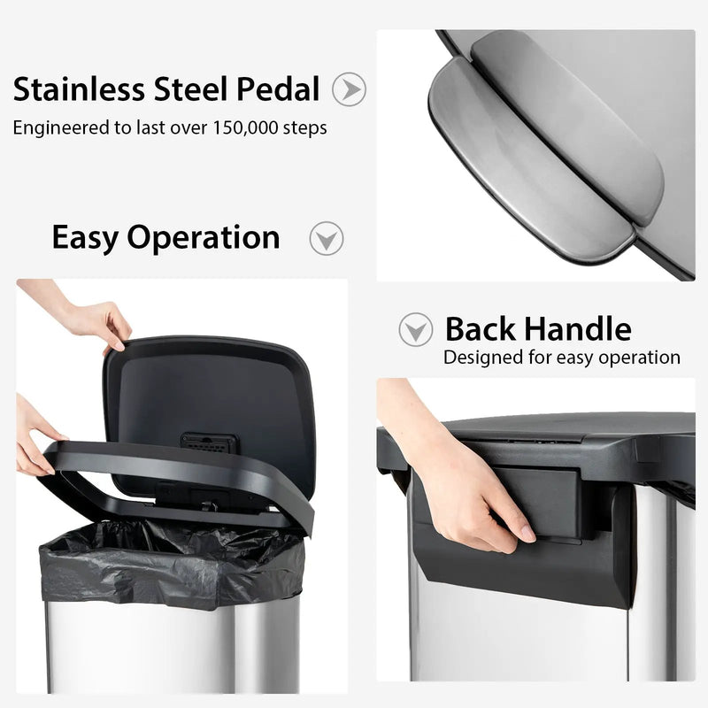 13.2 Gallon Step Trash Can with Soft Close Lid and Deodorizer Compartment by DirectDeals