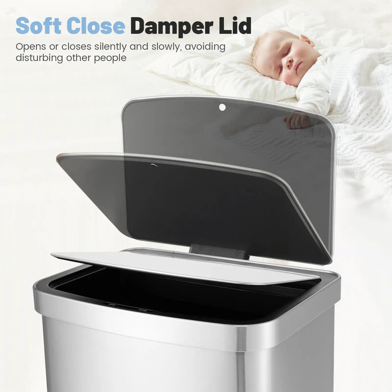 13 Gallons Automatic Garbage Can with Rectangular Infrared Motion Sensor-Sliver by DirectDeals