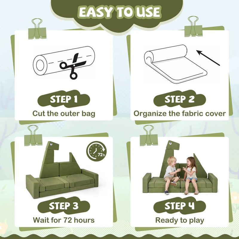 13 Pieces Modular Kids Play Couch for Inspiring Creativity by DirectDeals