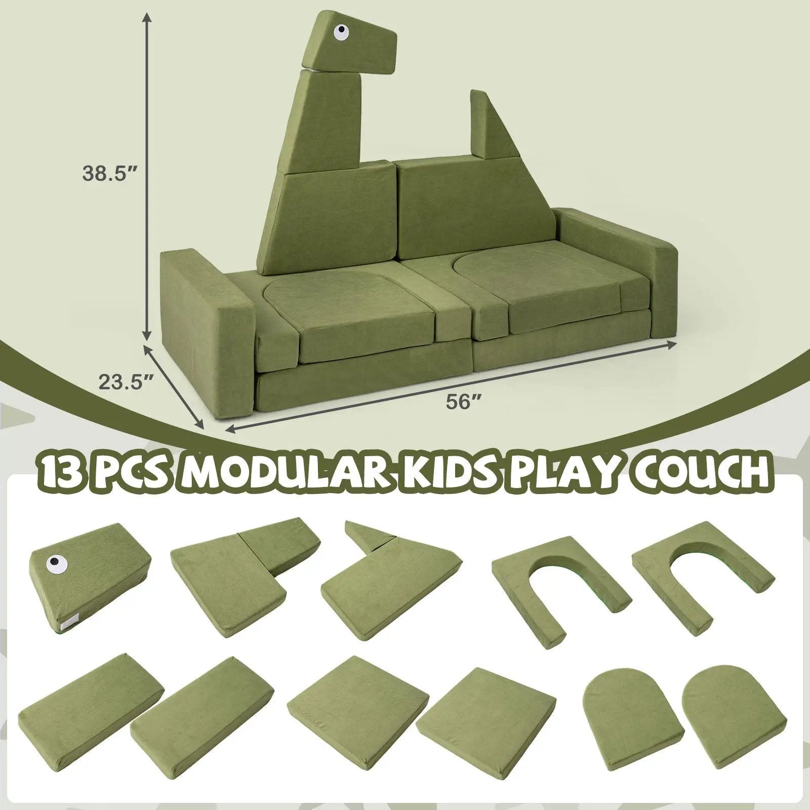 13 Pieces Modular Kids Play Couch for Inspiring Creativity by DirectDeals