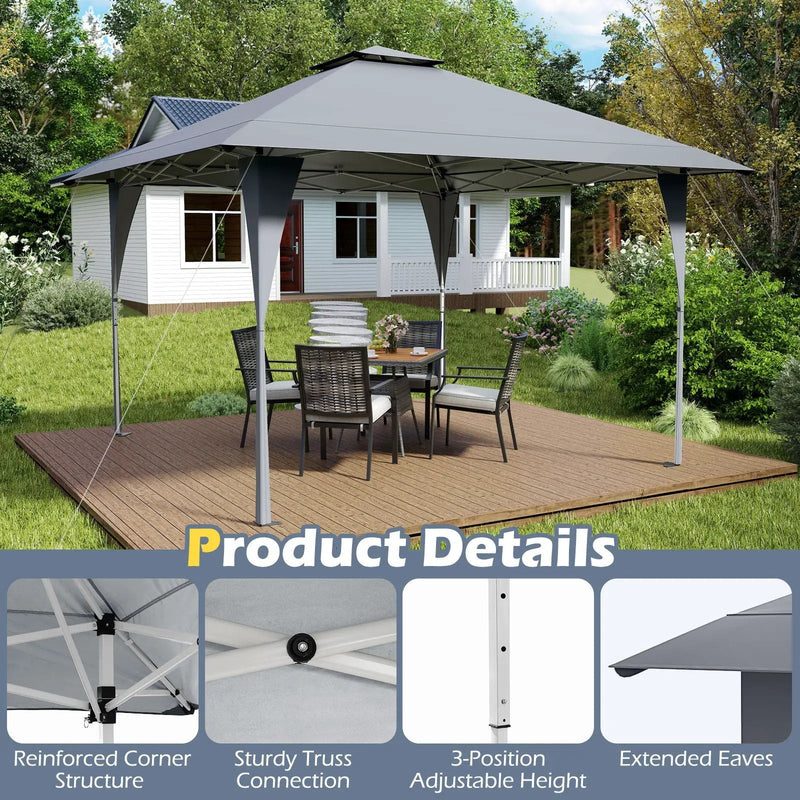 13 X 13 FT Pop up Gazebo with Portable Carrying Bag 8 Stakes and 4 Wind Ropes by DirectDeals