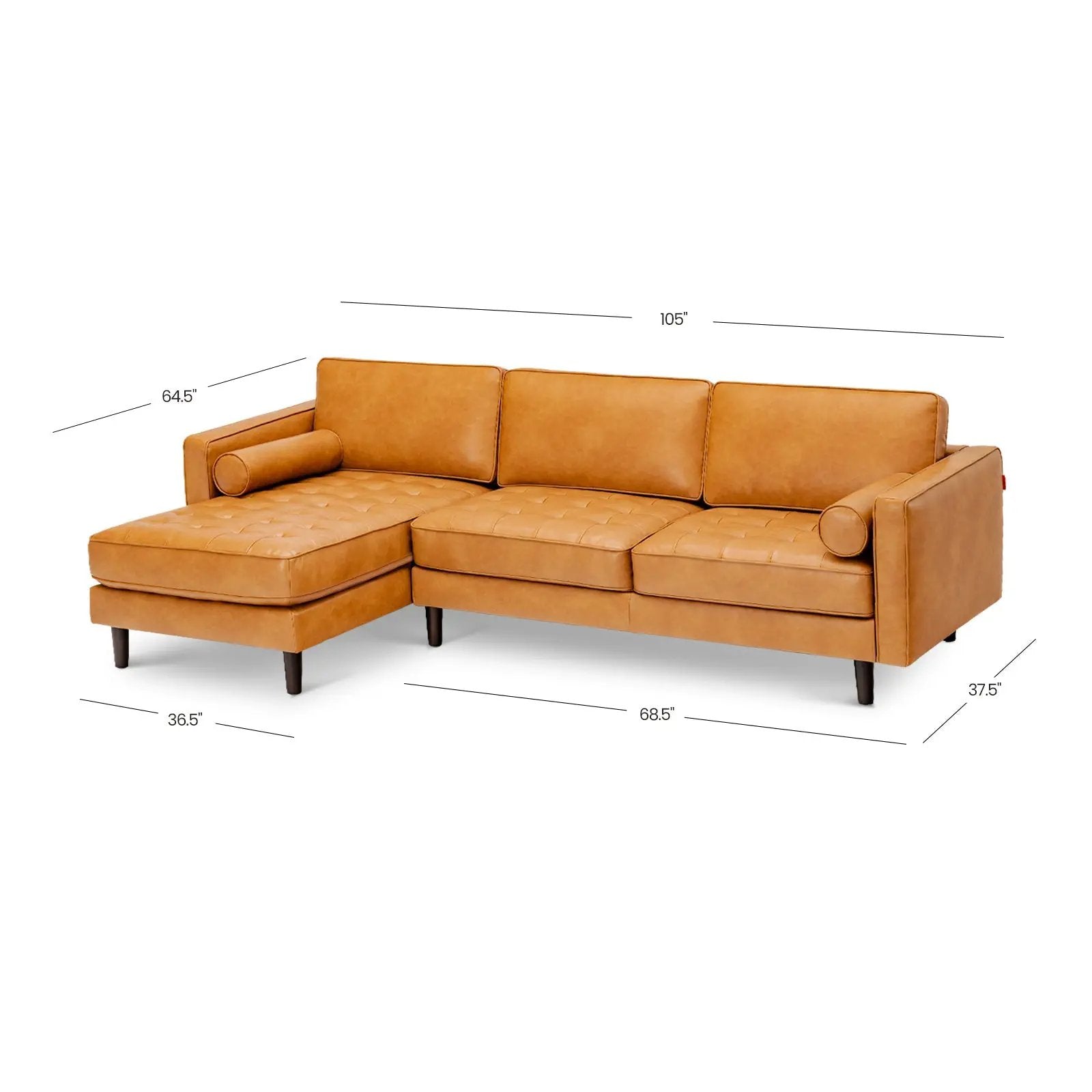3-Seat L-Shaped Sectional Sofa Couch for Living Room-Brown by DirectDeals