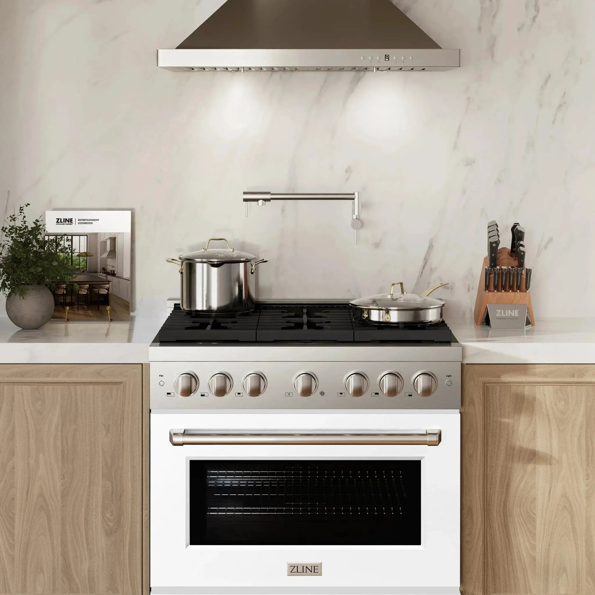 ZLINE 36"Paramount Dual Fuel Range Stainless Steel, White Matte, SDR-WM-36 by Farmhouse Kitchen and Bath