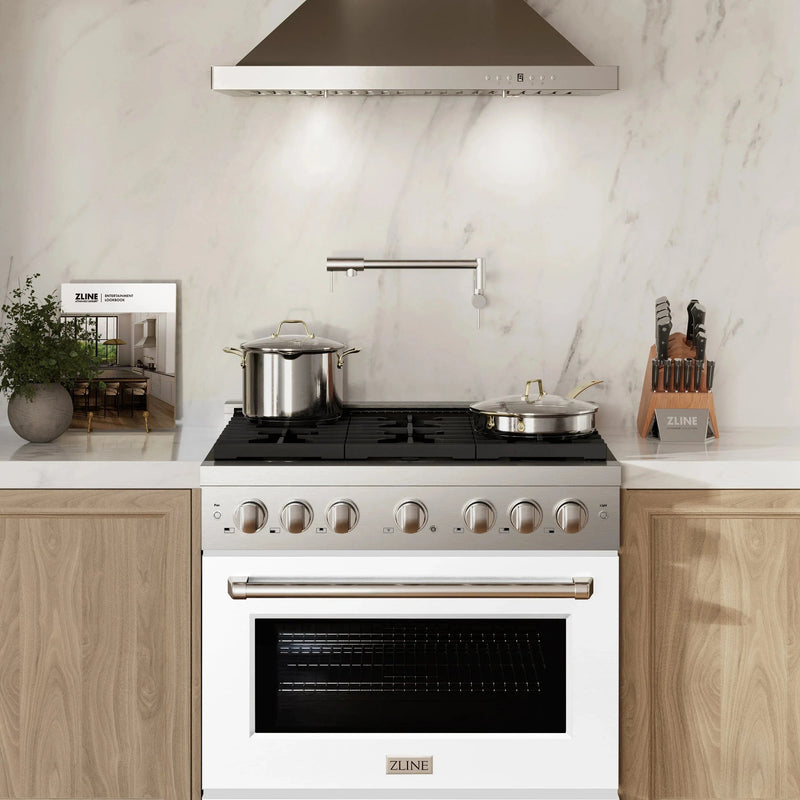 ZLINE 36"Paramount Dual Fuel Range Stainless Steel, White Matte, SDR-WM-36 by Farmhouse Kitchen and Bath