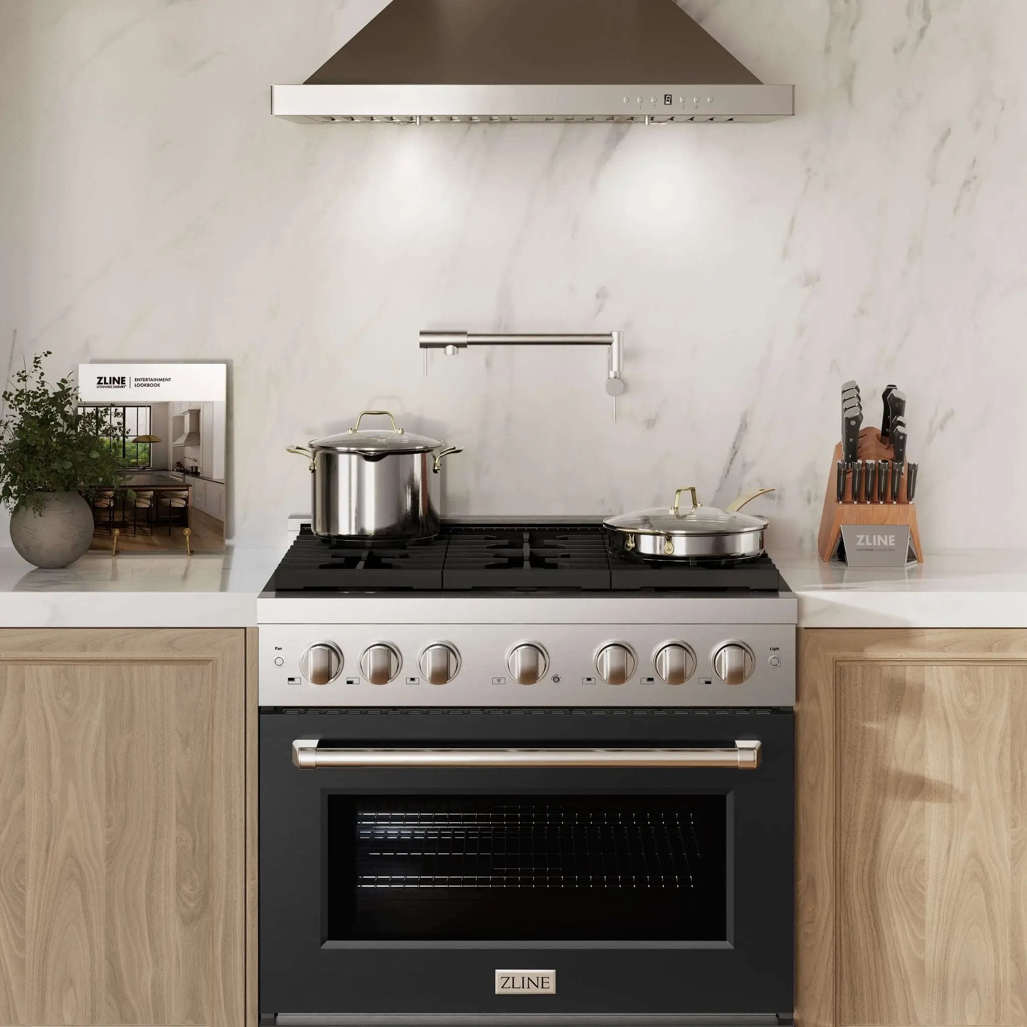 ZLINE 36"Paramount Dual Fuel Range Stainless Steel, Black Matte, SDR-BLM-36 by Farmhouse Kitchen and Bath