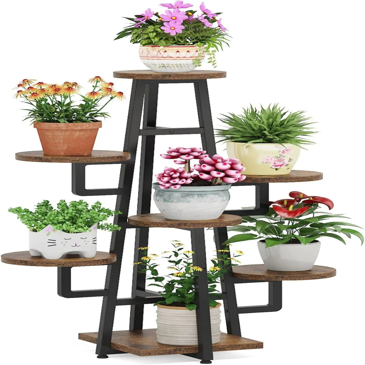 7 Tier Corner Plant Shelf With High Low Design For Living Room by HouseOfZazla
