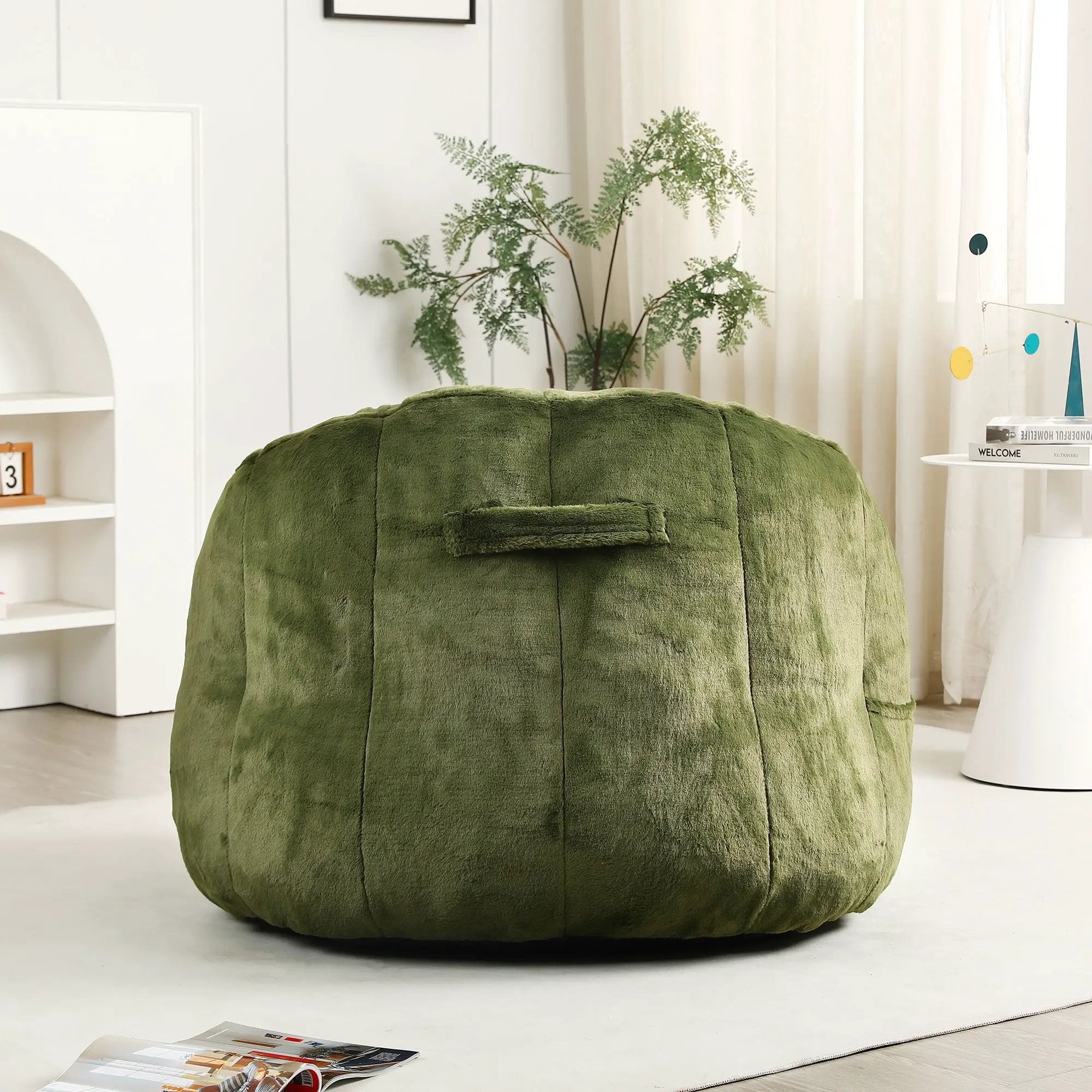 Beanbag Chair, Beanbag Sofa Chair With Armrests Stuffed High Density Foam by Unique Piece Furniture