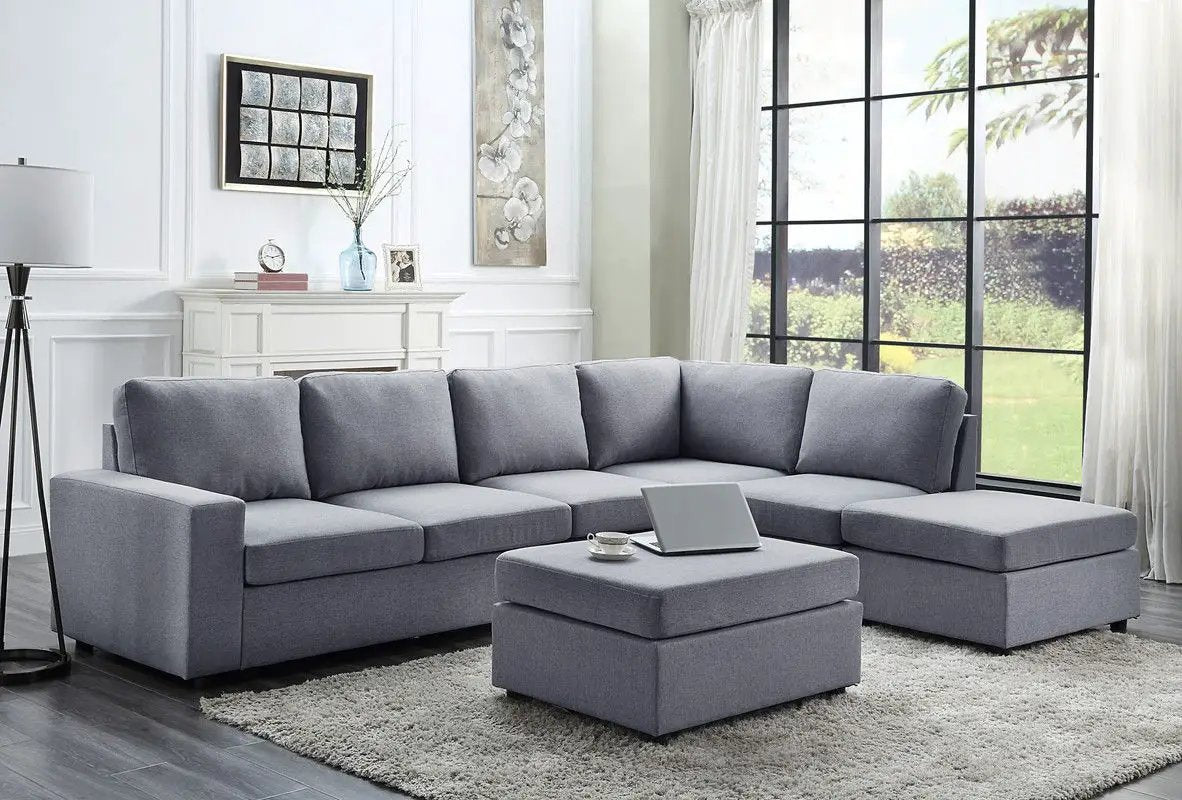 Cassia - 7 Seat Reversible Modular Sectional Sofa With Ottoman by Unique Piece Furniture