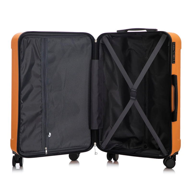 3-Piece ABS Spinner Wheel Luggage Set in Black and Orange by HouseOfZazla