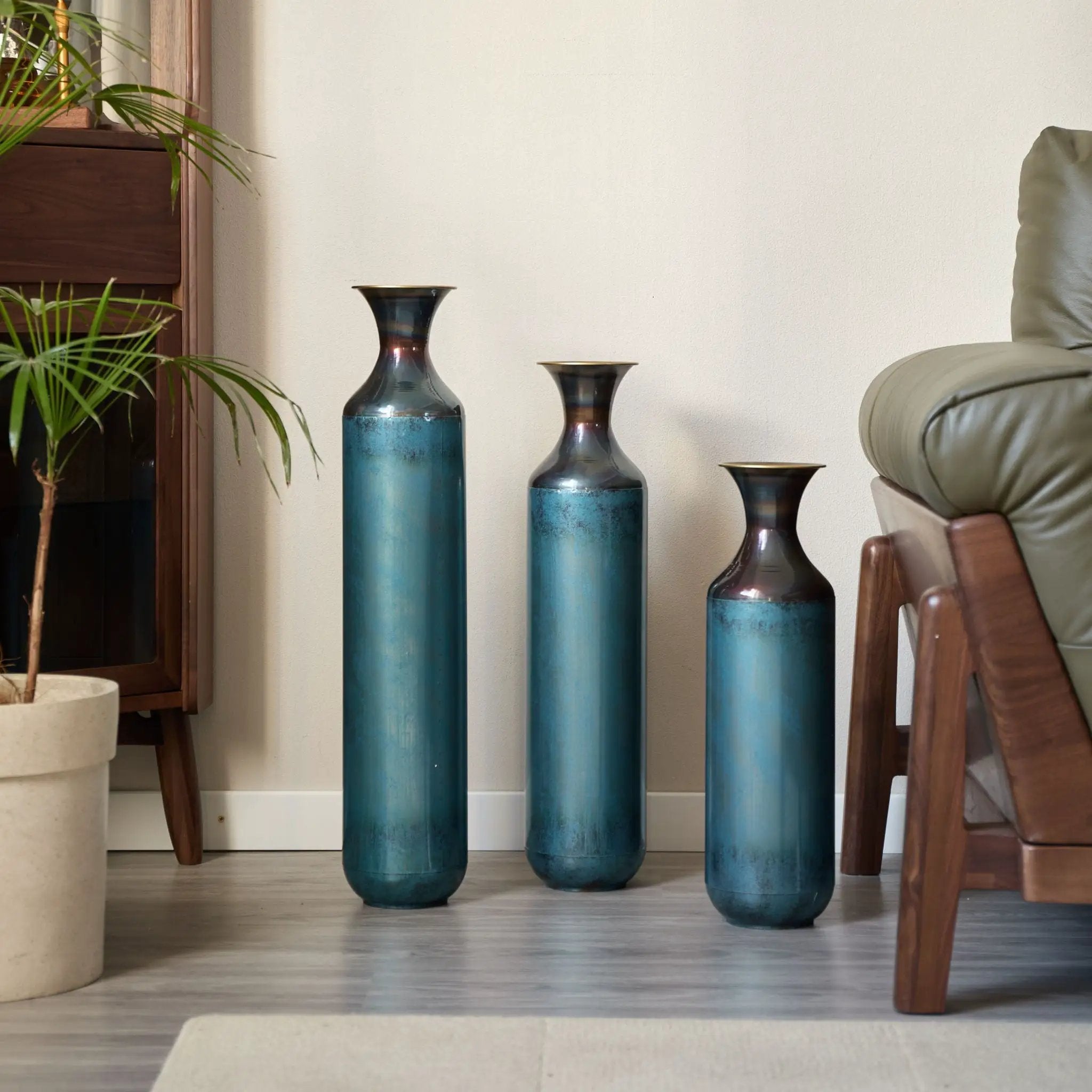 Modern Droplet Shaped Floor Vase Set, 3 Piece Home Decor by Unique Piece Furniture