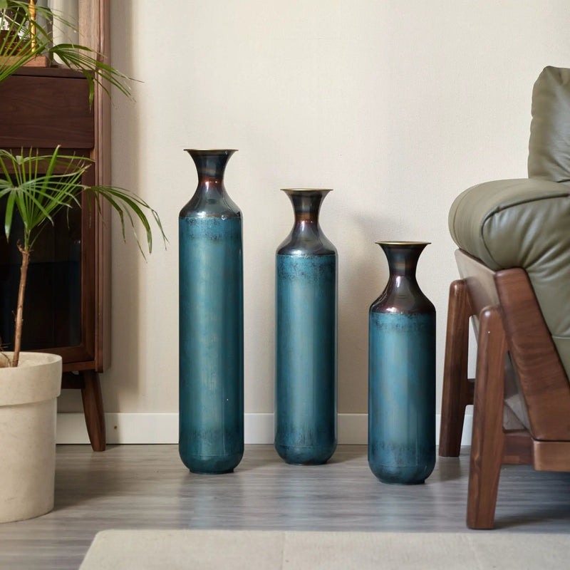 Modern Droplet Shaped Floor Vase Set, 3 Piece Home Decor by Unique Piece Furniture