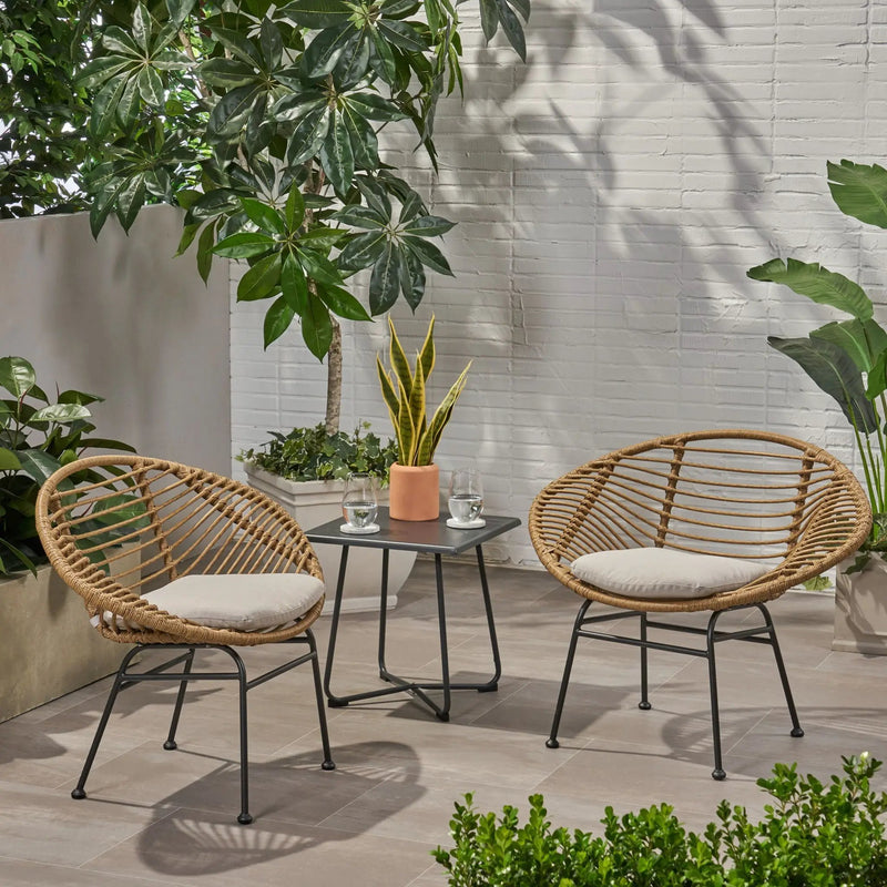 Cordella Outdoor Woven Wicker Chairs with Cushions, Set of 2 by HouseOfZazla