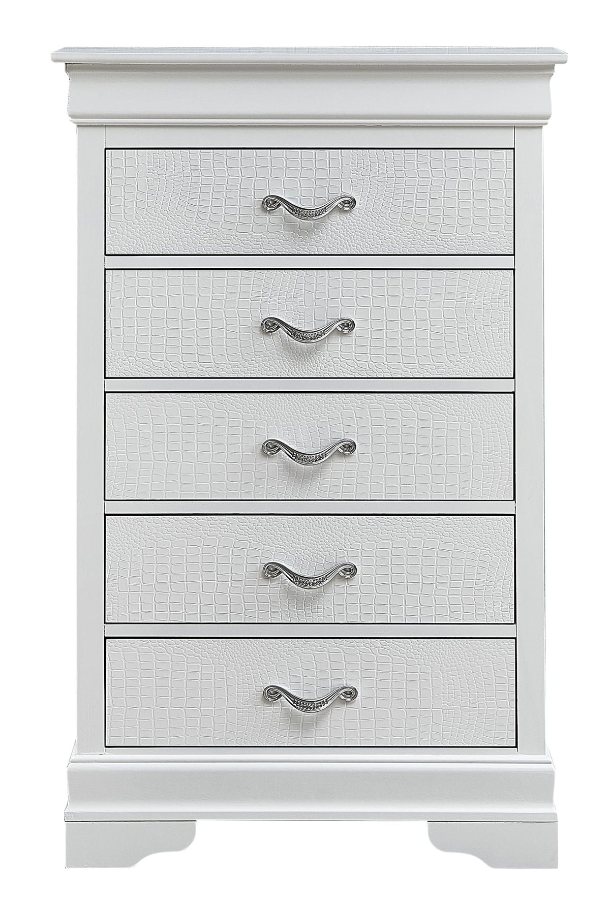 Accent Chest with Embossed Textured Finish and Faux Crystal Pulls - Gray or Pearl Silver, photo 4 of 12