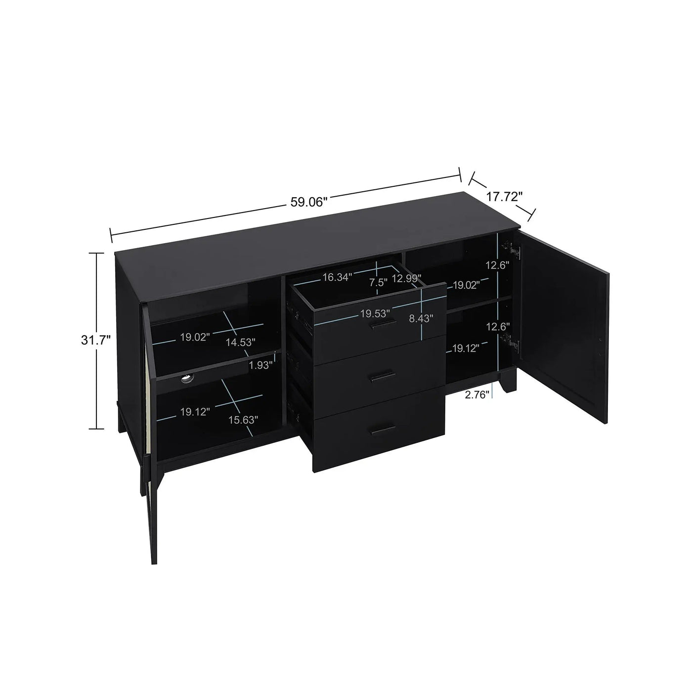 Sheridan - Modern Cane Design Sideboard by HouseOfZazla
