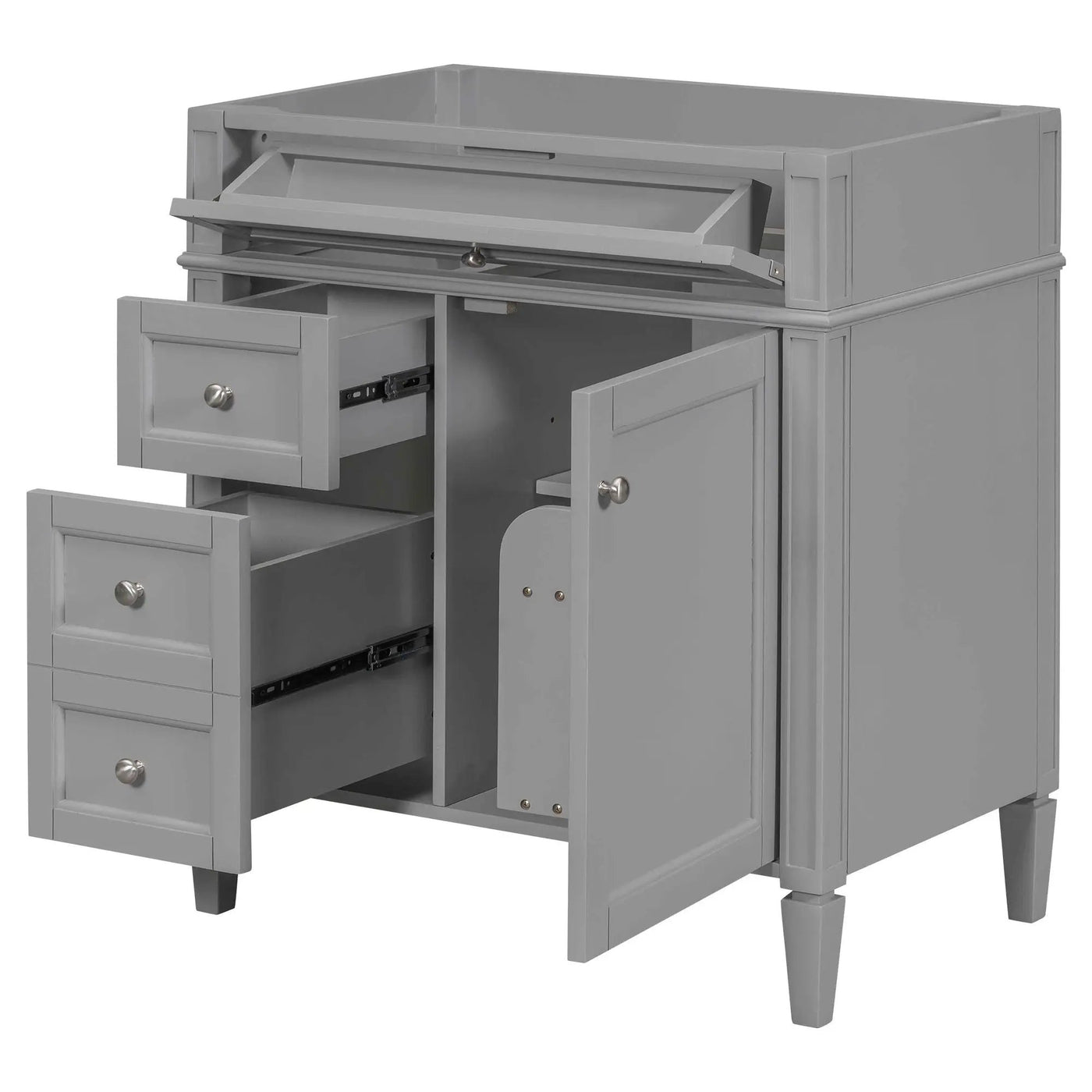 Bathroom Vanity With 2 Drawers And Tip-Out Drawer, Storage Cabinet by HouseOfZazla